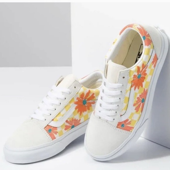 Vans Old Skool Checkerboard Sunflower Sneakers - Picture 1 of 6